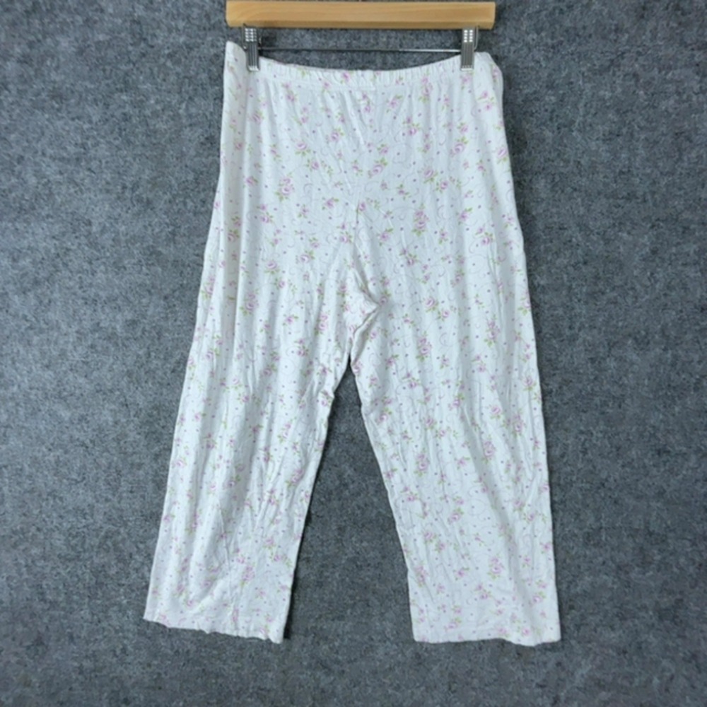 Unbranded Pajama Pants Women Large White Pink Floral Cotton Girly Grandma Sleep